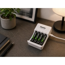 Ładowarka do akumulatorków AA i AAA USB-C LED 4 sloty szybkie ładowanie Verk Group