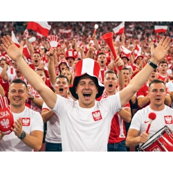 Kapelusz cylinder kibica biało czerwony nakrycie na głowę polska mecz — zdjęcie 9