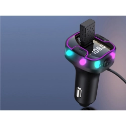 Transmiter bluetooth samochodowy fm 3x usb typ c adapter ładowarka - zdjęcie 5