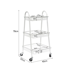 Półka szafka łazienkowa kuchenna na kółkach regał metalowa trzy poziomy 3