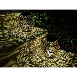 Lampion solarny ozdobny LED latarnia słoneczna czarna wisząca lampa