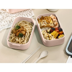 Śniadaniówka z przegródkami piętrowy pojemnik xxl sztućce lunchbox 1400ml