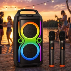Głośnik bezprzewodowy bluetooth przenośny usb radio fm aux karaoke plecak