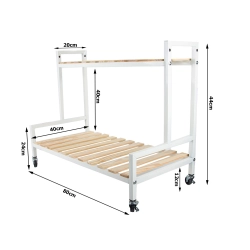 Kwietnik drewniany na kwiaty doniczkowe dwupoziomowy półka na kółkach taras