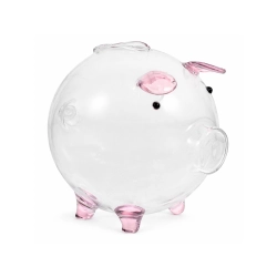 Świnka skarbonka szklana mała na pieniądze monety banknoty na prezent
