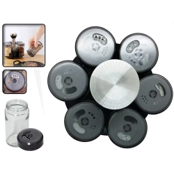 Organizer na przyprawy obrotowy pojemniki szklane 6 sztuk przyprawnik sól