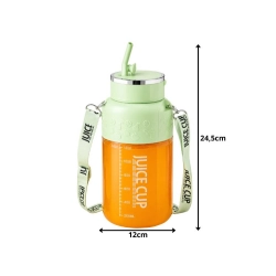 Bidon blender butelka USB 1200 ml kubek do smoothie shaker ze słomką i paskiem zielony