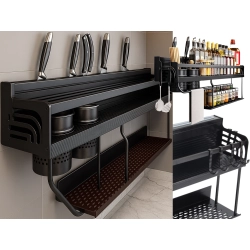 Półka na ścianę organizer kuchenny metalowy wiszący na przybory przyprawy - zdjęcie 1