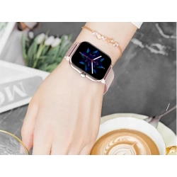 Smartwatch zegarek damski męski gumowy pasek sport bluetooth rozmowy różowy