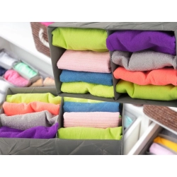 Organizer do szuflady szafy na bielizne skarpetki ubrania z przegrodą szare