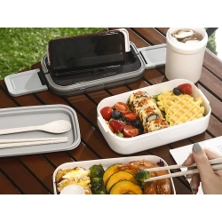 Śniadaniówka z przegródkami piętrowy pojemnik xxl sztućce lunchbox 1400ml