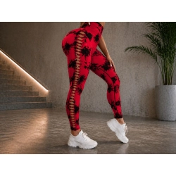 Legginsy damskie push up marmurkowe wysoki stan modelujące fitness s/m — zdjęcie 3