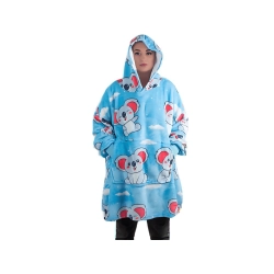 Ciepła bluza koala koc oversize xxl 2w1 gruba futrzak miękka z kapturem