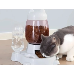 Podajnik karmy i wody dla psa kota automatyczny miska pojemnik dozownik 2w1