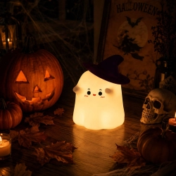 Lampka nocna LED duszek dekoracja Halloween RGB timer dotykowa silikonowa - zdjęcie 12