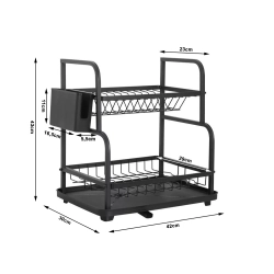 Suszarka do naczyń talerzy sztućców kubków dwupoziomowa ociekacz z tacką