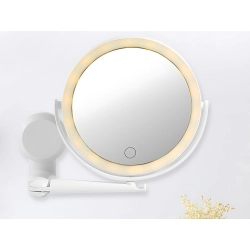 Lusterko led do makijażu obrotowe powiększające z uchwytem ściennym 360°