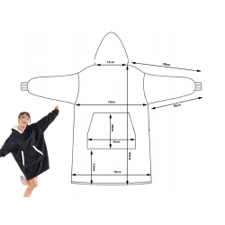 Ciepła bluza koc oversize xxl 2w1 gruba futrzak miękka z kapturem szlafrok