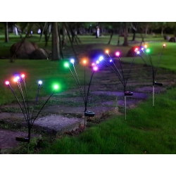 Lampki ogrodowe solarne kuleczki 2 sztuki po 6 lampek LED RGB długie 70 cm — zdjęcie 4