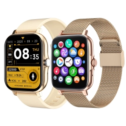 Smartwatch zegarek damski męski gumowy pasek sport bluetooth rozmowy złoty