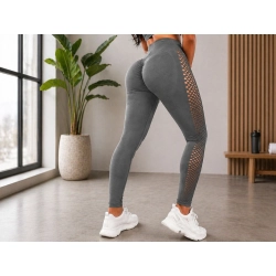 Legginsy damskie push up modelujące wysoki stan fitness siłownia szare s/m — zdjęcie 2
