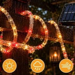 Lampki solarne ogrodowe LED wąż 7m 50 LED multikolor 8 trybów wodoodporne
