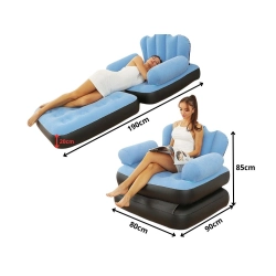 Sofa dmuchana 2w1 fotel łóżko rozkładane z oparciem podłokietniki leżanka