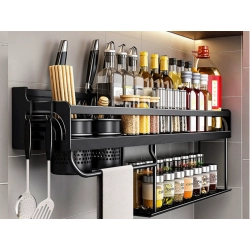 Półka na ścianę organizer kuchenny metalowy wiszący na przybory przyprawy - zdjęcie 3