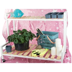 Kwietnik drewniany na kwiaty doniczkowe dwupoziomowy półka na kółkach taras