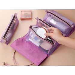 Kosmetyczka turystyczna podróżna roll funkcjonalna suwak 4 w 1 na kosmetyki