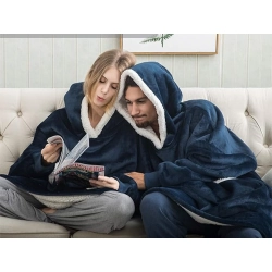 Ciepła bluza koc oversize XXL 2w1 gruba futrzak miękka z kapturem szlafrok — zdjęcie 2