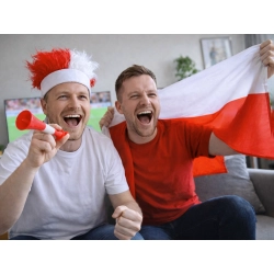 Włosy kibica biało czerwone nakrycie na głowę polska mecz stadion opaska — zdjęcie 7