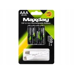 Akumulatorki baterie paluszki AAA Li-Ion 1,5V 660mWh 4 szt ładowane USB-C