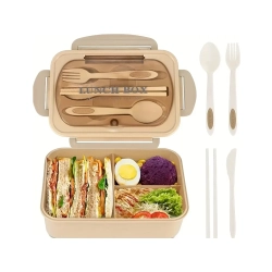 Lunchbox śniadaniówka pojemnik na śniadanie obiad z przegródkami sztućce — zdjęcie 9
