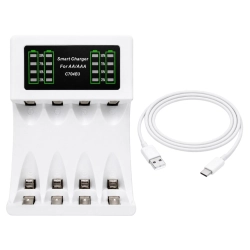 Ładowarka do akumulatorków AA i AAA USB-C z wyświetlaczem LCD, szybkie ładowanie