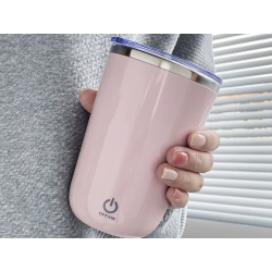 Kubek samomieszający 350ml stalowy termos na zimne i gorące smycz usb
