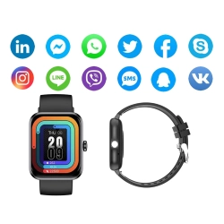 Smartwatch zegarek damski męski gumowy pasek sport bluetooth rozmowy czarny