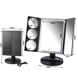 Lusterko kosmetyczne podświetlane led do makijażu powiększające 3x 5x 10x