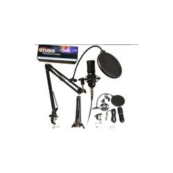 Mikrofon studyjny xlr pojemnościowy zestaw statyw pop filtr kardioidalny