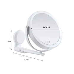 Lusterko led do makijażu obrotowe powiększające z uchwytem ściennym 360°