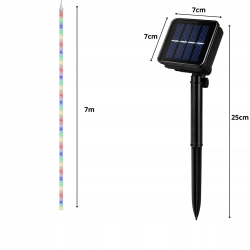 Lampki solarne ogrodowe LED wąż 7m 50 LED multikolor 8 trybów wodoodporne
