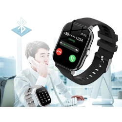 Smartwatch zegarek damski męski gumowy pasek sport bluetooth rozmowy czarny