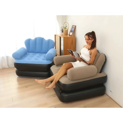 Sofa dmuchana 2w1 fotel łóżko rozkładane z oparciem podłokietniki leżanka