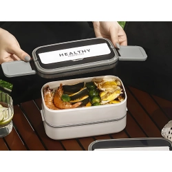 Śniadaniówka z przegródkami piętrowy pojemnik xxl sztućce lunchbox 1400ml