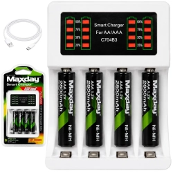 Ładowarka do akumulatorków AA i AAA LED + 4 akumulatorki AAA kabel USB-C Verk Group