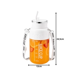 Bidon blender butelka USB 1200ml kubek do smoothie shaker ze słomką paskiem