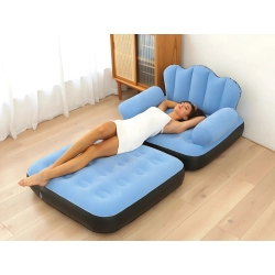 Sofa dmuchana 2w1 fotel łóżko rozkładane z oparciem podłokietniki leżanka