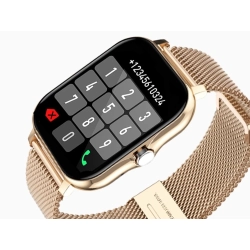 Smartwatch zegarek damski męski gumowy pasek sport bluetooth rozmowy złoty