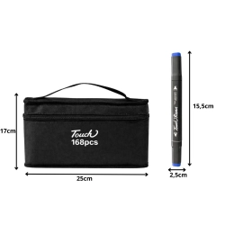 Markery alkoholowe touch zestaw 168 szt flamastry mazaki dwustronne etui
