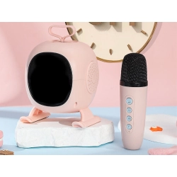 Głośnik bluetooth karaoke z mikrofonem led kolorowe kwadraty muzyka rgb